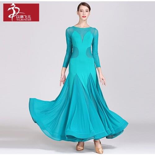 New ballroom dance dress for woman long sleeves waltz tango dance dresses standard ballroom dress 1869