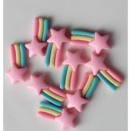New Arriving 24mm Pastel Rainbow Shooting Star Flatback Resin Cabochons For DIy Part Decoration