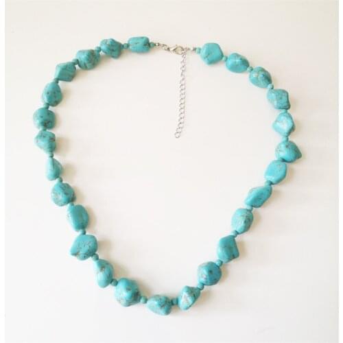Fashion green turquoises Beads Natural Stone Charms Necklace Chokers for Girls Handmade Statement Necklace Women ethnicJewelry