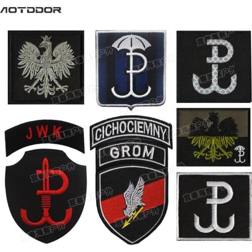 Poland Flag Embroidery Patch Polish Eagle Special Force Army Military Patches Tactical Emblem Applique Embroidered Badges