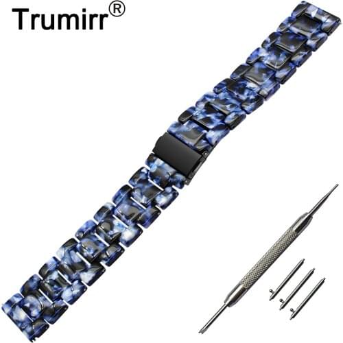 22mm Quick Release Resin Watchband for Huawei Watch 2 (Classic) Pebble Time Moto 360 2 46mm Band Stainless Steel Buckle Strap