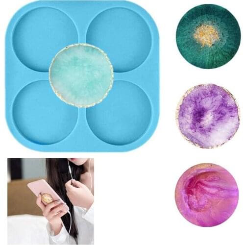 4/6 Cavity Circle Phone Grip Epoxy Resin Mold On Top Phone Socket Silicone Mould DIY Crafts Jewelry Casting Tool