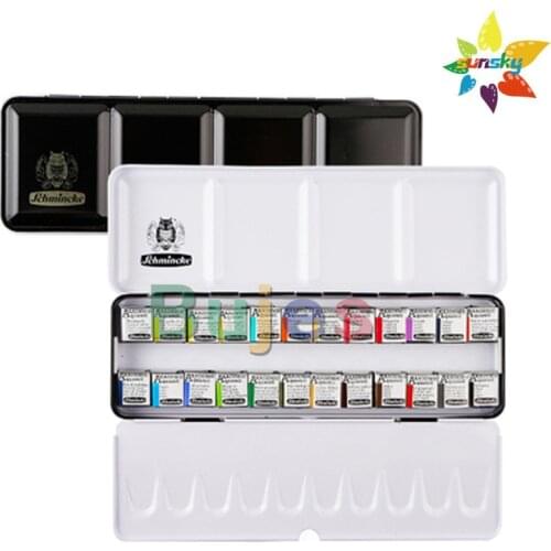 Schmincke Owl AKADEMIE Aquarell Watercolor Solid Metal Box,master level,12/24/48 color,Available in a variety of sets