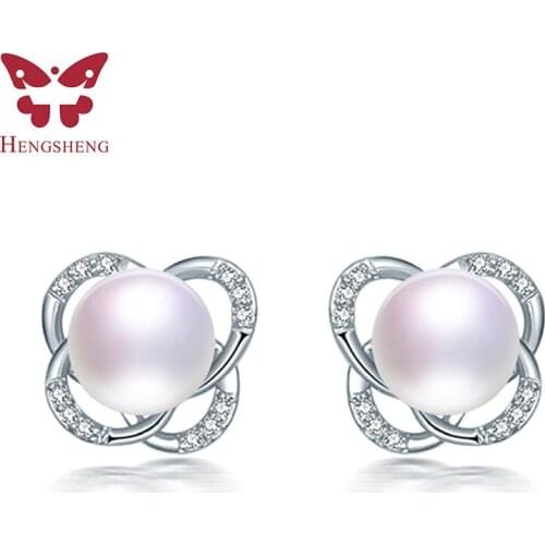 HENGSHENG Natural Freshwater Pearl Stud Earrings for Wedding Earring, 925 Sterling Silver Earrings for girl friend Gift