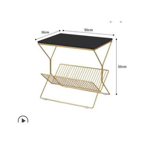 Nordic modern minimalist bedroom bedside table marble small coffee table wrought iron bedside table sofa light luxury side