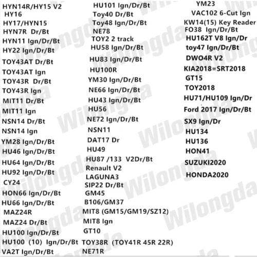 Wilongda Locksmith Tools for Auto Decoder and Pick lishi HU92 HU66 TOY48 HU100R HU100 HU101 HY22 HON66 SIP22 HU83 HU58