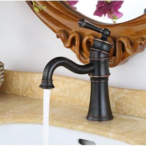 Basin Faucets ORB Oil Rubbed Bronze Black Bathroom Faucet Black Brass Toilet Sink Water Taps Basin Mixer Bath Tap 2409R