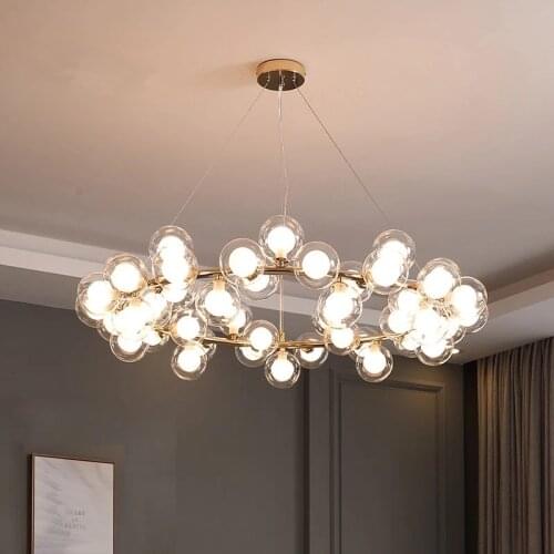 2021 Modern Creative LED Glass Bubble Chandelier Lighting for Luxury Living Dining Room Luminaire Glass Ball Pendant Lamp