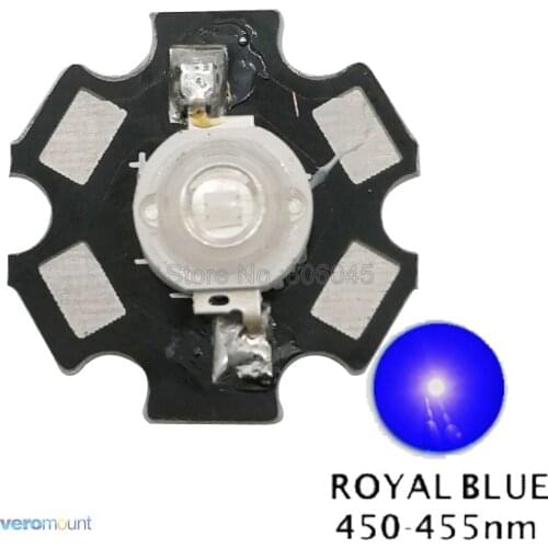10PCS 3W 450nm Royal Blue High Power LED Emitter Epileds 45Mil Chip 700mA 450-455NM 20mm Aluminum PCB for Plant Grow / Aquarium