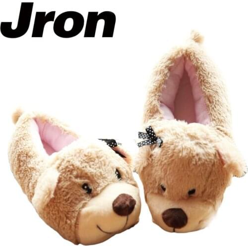 Women Thermal Winter Indoor Cartoon Dog Shoes At Home Slippers Cute Puppy Plush Soft Floor Shoes Female Male Warm Slippers