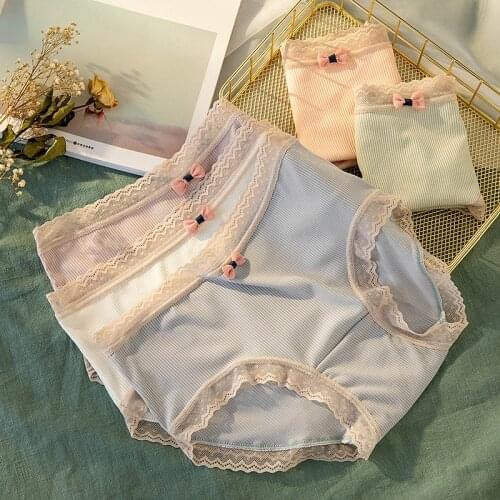 Sales promotion new arrived underwear solid girls lace young girl panties 5pc/lot Teenagers Intimates briefs L XL
