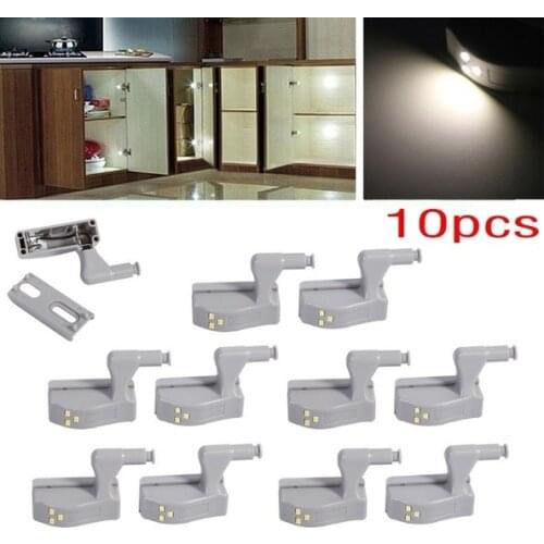 10pcs/Set 0.25W Universal Under Cabinet LED Light Cupboard Closet Wardrobe Inner Hinge LED Sensor Light Kitchen Night Light