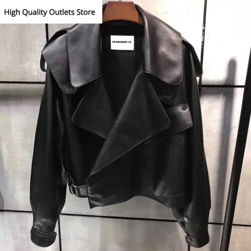 Women quality genuine leather jacket fashion lady leather jacket