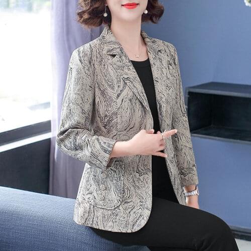 Floral Print Blazer 2021 Spring Autumn Women Notched Collar Suits Jackets Office Ladies Single Button Blazers Plus Size 4XL