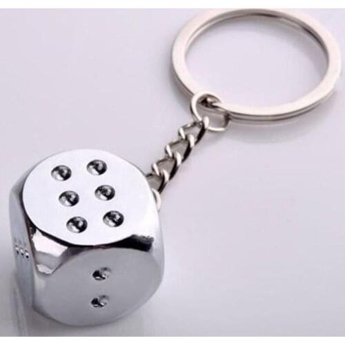 1 PC Creative Alloy Dice Keychain Keyfob Motorcycle Keyring Handbag Pendant Ornaments Car Key Ring Chain Accessories Dropship