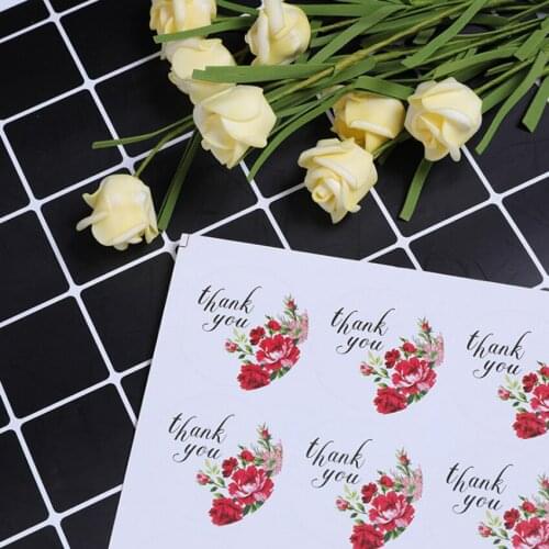 120pcs/lot 'THANK YOU' ROSE DIY Decorative Paper Sticker Adhesive Sealing Label Stickers DIY Product Package Decoration Label