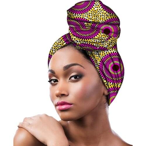 2020 African New Fashion Headwrap Women Cotton Wax Fabric Traditional Headtie Scarf Turban pure Cotton Wax head wraps for women