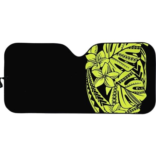 2021 Car Accessories Vintage Polynesia Tribal Hibiscus Flower Print Auto Sunshade for Windshield Universal Size Fit Almost Cars