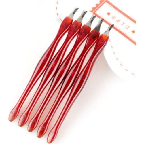 5pc Stainless Steel Cuticle Remover Nail Art Fork Manicure Tool for Trim Dead Skin Cuticle Pusher Fork Nipper Pusher Trimmer