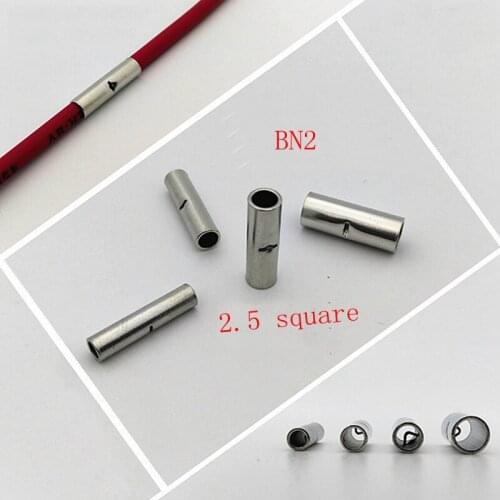 500pcs BN2 wire connecting pipe 2.5 square copper tinning junction terminal wire pressure pipe take over pipe
