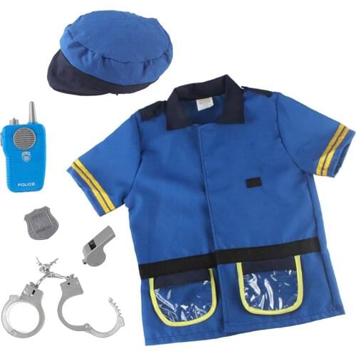 6 Pieces Kids Police Officer Career Costume for Pretend Play Party Supplies
