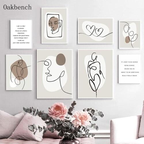 Abstract Lines Canvas Painting Sexy Girl Poster Quotes Posters Minimalist Wall Art Print Nordic Pictures Living Room Home Decor