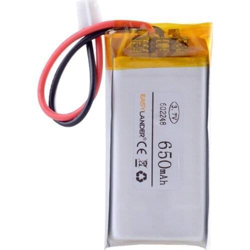 3.7V 650mAh Battery JST PH 2.0mm 2 pin 602248 Lithium Polymer LiPo Rechargeable cells li ion For Mp3 GPS Vedio game speaker