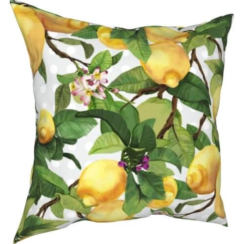 Watercolor Lemon Pillowcase Printed Polyester Cushion Cover Decor Pillow Case Cover Bedroom Zippered 18"