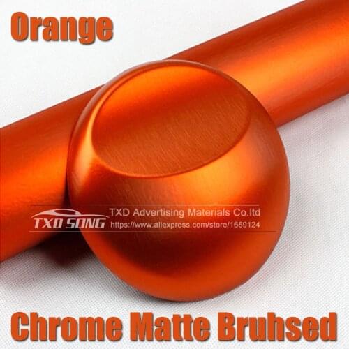 Car styling Orange Matte Chrome Brushed Metallic Vinyl Film car Sticker decal Bubble Free Brushed Metallic Car Wrapping foil