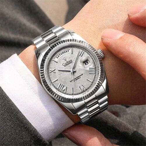 CADISEN Top Brand Luxury Men Watches Mechanical Blue Watch Men 100M Waterproof Casual Business man Wristwatch relogio masculino