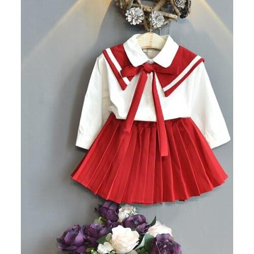 Girls Korean Version Navy Collar Baby Girl Two-piece Suit Toddler Girl Clothes Kids Clothes Girls Toddler Girl Fall Clothes 2021