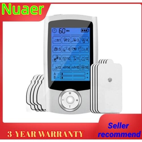 Electroestimulador Digital Portatil, Estimulador Muscular 16 Modos 2 Canales USB Recargable Masajeador Electro para el Cervical