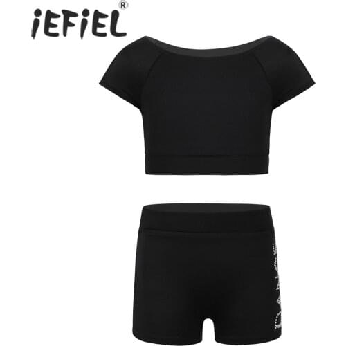 IEFiEL Kids Girls Tankini Tank Top with Letters Printed Bottoms Set for Ballet Dancewear Gymnastics Leotard Costumes