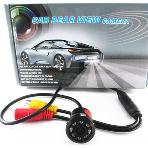 18.5mm Drill Hole Car Parking Backup Reverse Rear View Camera 8 LED Night Vision 170 Degree Mini Waterproof Color CCD Image