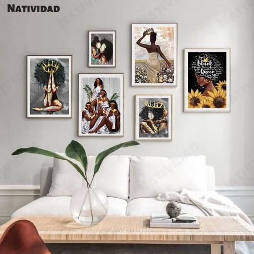 Hug Girl Black Hair Pastoral Back View Liberation Freedom Hope Sunflower Bedroom Living Room Home Canvas Painting Art