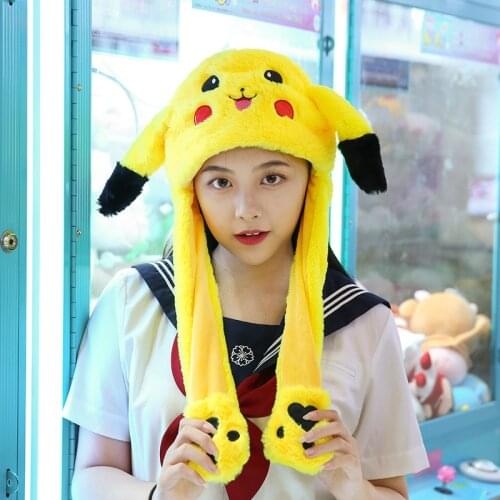 Pokemon Pikachu Cartoon Long Ear Cosplay Hat Cute Decorative Winter Rabbit Caps Colorful Plush Toys FOR Boy Girl New