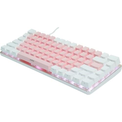 AJAZZ Pink Mechanical Keyboard Red Geen Black Switch for Gaming Typing 82Keys Mini USB Keyboard for Laptop PC with Backlit