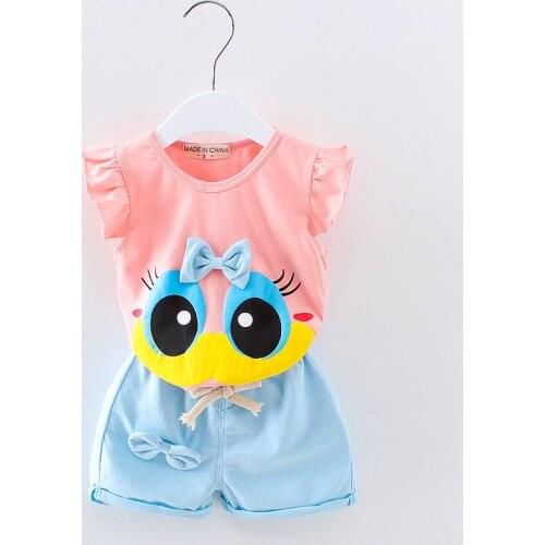 Girls Summer Vest Set Duck Tops with Shorts Kids Clothes Cute Cartoon Short Sleeve Thin Cotton Outfit Two-piece Sets