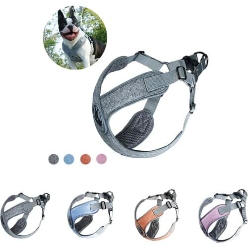 Reflective Dog Vest Harness Leash Breathable Mesh Front Walking Small Pet Set Puppy Cat Collar For Pug Bulldog Accessories