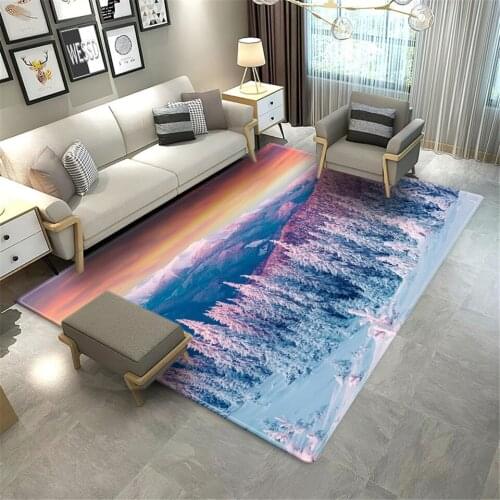 Beautiful Snow Scenery Carpet For Floor Sofa Nordic Landscape Printed Large Rug Bedroom Flannel Spong Hallway Rug Bathroom Mat