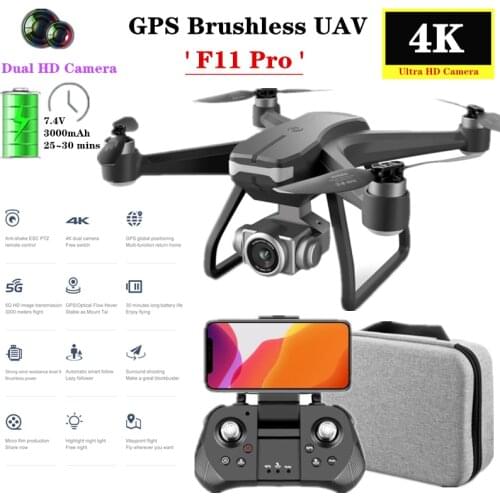2021 NEW F11 PRO GPS 5G WiFi FPV Airplane 4K HD Dual Camera 30mins Flight Time 3000m Flight Range Brushless RC Drone Quadcopter