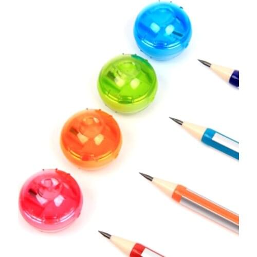 Hot sale 2pcs Cute Round Mini Pencil Lead Dedicated Sharpener Double Hole School Office Supply Kids Gift Random Color