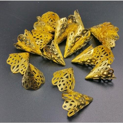 50pcs/lot gold tone 17x20mm horn Flower Metal Bead Caps DIY Jewelry Material Accessories