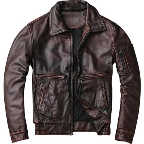 Motorcycle Cowhide Jackets Men 2020 High Quality Mens Real Biker Cow Leather Coats US Autos Overcoats Mens Brand Clothing A972