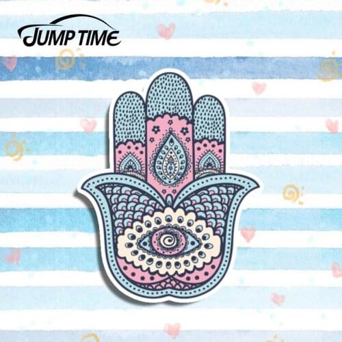 Jump Time 13cm x 8cm Hamsa Hand Decal 3D Car Styling Car Stickers Vinyl Graphic Decor Window Bumper Waterproof Car Body Decal