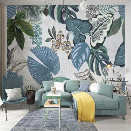 Customized 3D Wallpaper Mural Plant Nordic Tropical Rainforest Restaurant Living Room Background Wall Decorative Painting