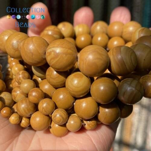 Natural Yellow Wood Jaspers Loose Round Beads For Jewelry Making 4-12 mm Diy Bracelets Accessories 15" Wholesale