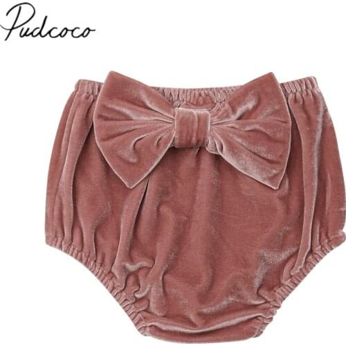 2019 Brand New 0-3T Newborn Infant Kids Baby Girls Velvet Shorts Bowknot Elastic Waist Solid PP Shorts Soft Baby Bottoms