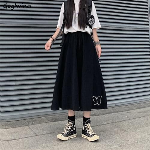 Butterfly Embroidery New Women Skirts Empire Sweet Fresh Students Japanese Style Fashion Chic All-match Ulzzang Casual Daily Ins