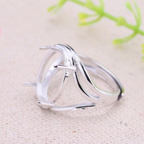 12*16mm 925 STERLING SILVER girl women Semi Mount Bases Blanks base blank Pad ring Setting wedding jewelry findings diy A1327